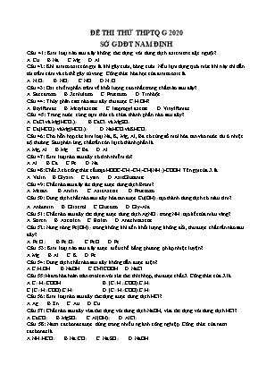Đề thi thử THPT Quốc gia môn Hóa học năm 2020 - Sở giáo dục và đào tạo Nam Định